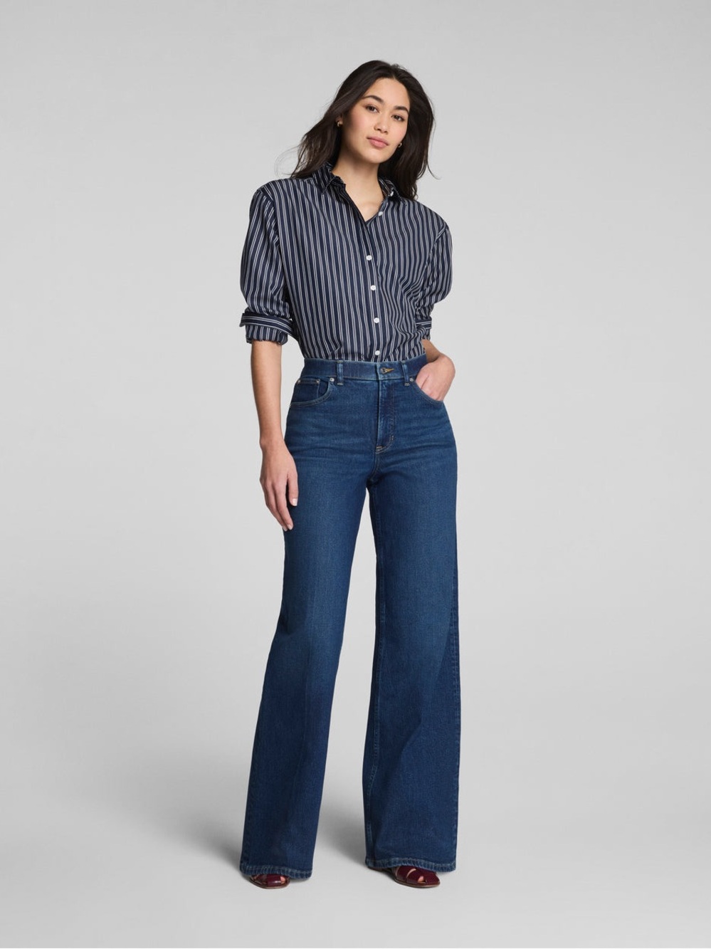 NWT SPANXshape® Authentic 360
Mid-Rise Wide Leg Jeans in Adriatic Blue, MP